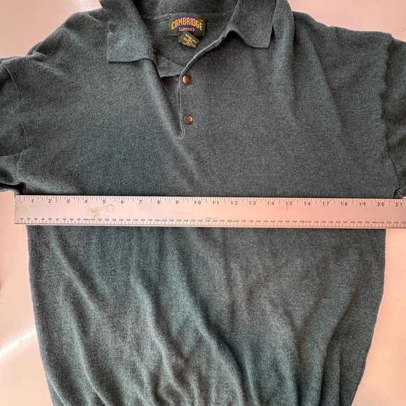 Cambridge Classics Polo Pullover Sweater Mens M Green Wool Blend Banded Preppy - Picture 5 of 8